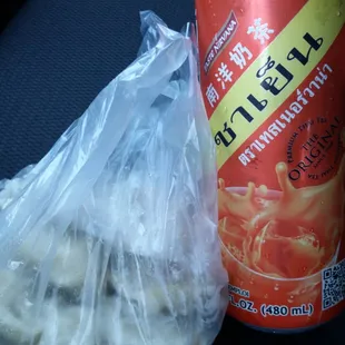 Pork hash and Thai tea. My go-to order here, only $5