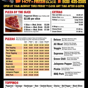 Current menu as of July 2022