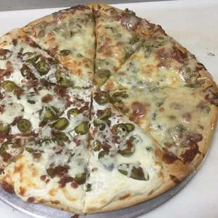 Half jalapeño popper other half green chili