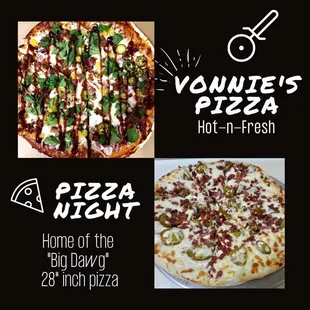 Bbq pulled pork pizza and jalapeño popper pizza