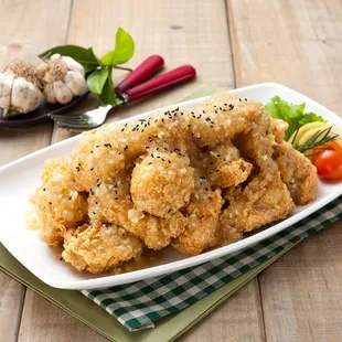 a plate of fried chicken