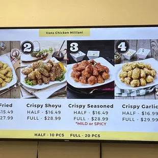 menu and prices