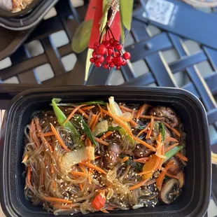 Japchae~ These sweet potato noodles are one of my personal favorite, classic Korean side dishes! Von&apos;s was amazing!