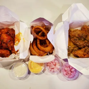 Onion ring and half combo honey garlic &amp; yangnyum fried chicken