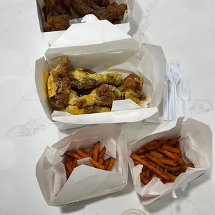 B. Crispy Fried Chicken Full E. Crispy Fried Chicken with Cheddar Full   Sweet Potato Fries with ranch dip