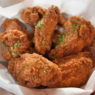 a basket of fried chicken