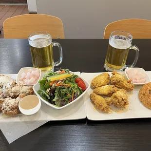 chicken wings and fried chicken, food