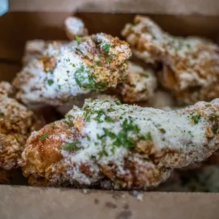 Crispy fried chicken with honey butter