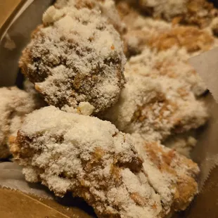 Honey butter chicken...covered in sugar...I opened the box and was confused i tasted it and it was sugar.