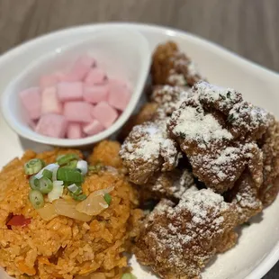 Lunch Special- Honey Butter Boneless Thighs with Kimchee Fried Rice.