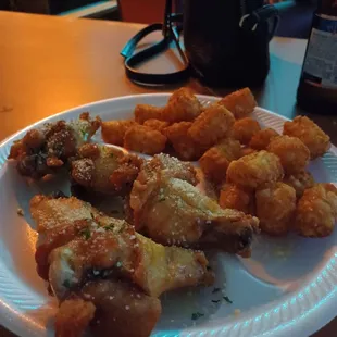 Not fancy, but amazing wings and tots.