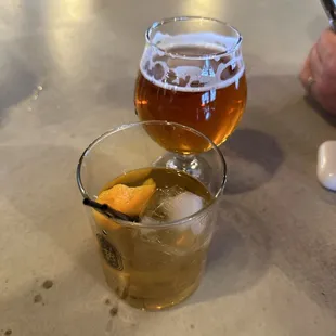 Old fashioned minus the cherry  and "I'm a loner, Dottie" double IPA.