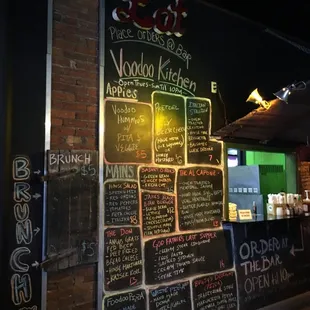 menus on the wall