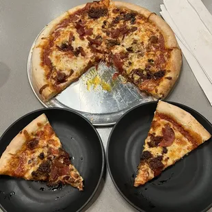 three slices of pizza