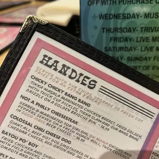 Sandwiches are called ... Handies
