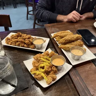 Crawfish popcorn, alligator bites and fried okra!