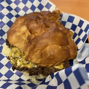 Single patty with cheese.