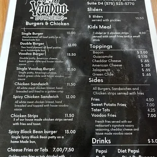 menu
