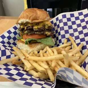 Double green chile cheese burger