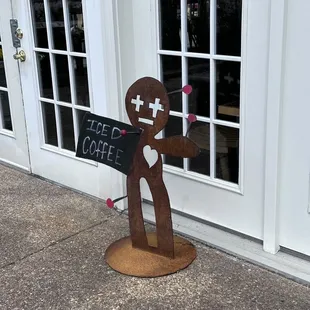 a man holding a sign