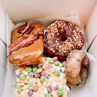 Bacon Maple Bar, Snickers, Cereal, and Blueberry Cake