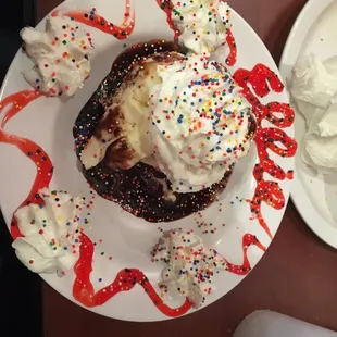 Ice cream sundae! You can customize your toppings, and they even put your name on the top!