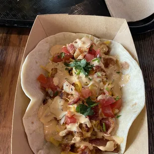 Fried chicken taco (dirty bird style)