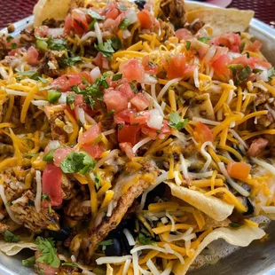 Blackened Chicken Nachos minus peppers and onions