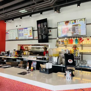 the counter and bar area