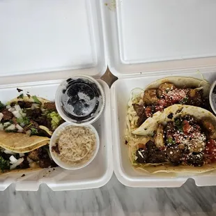 Carne asada and surf and turf tacos