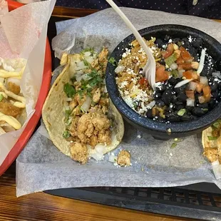 Cajun Pollo Street Taco Plate and Baja- Fish Taco