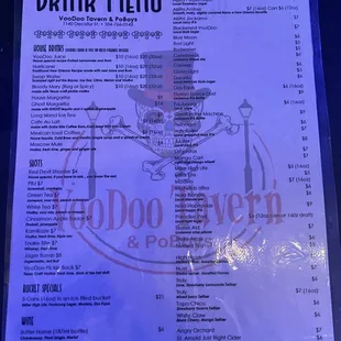 Drink menu