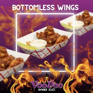 Every Tuesday - $21.99 all you can eat wings!
5 PM to 9 PM only!