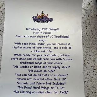 menu