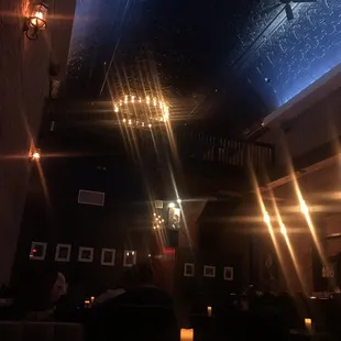 the ceiling of the restaurant