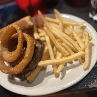 a burger and french fries