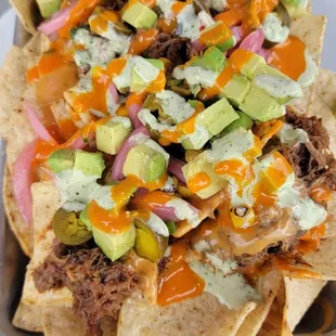Shredded beef nachos