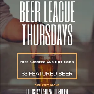 Make sure to come out for free food, darts and beer league.