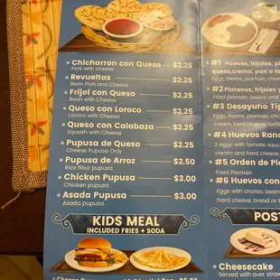 a menu for a restaurant
