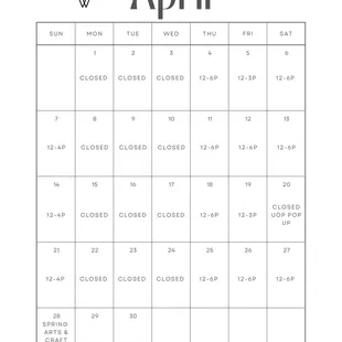 April schedule