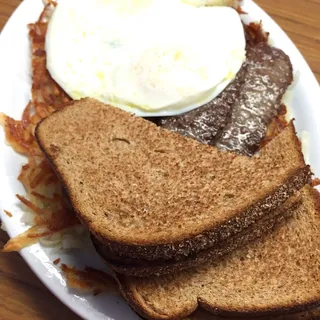 Three Greek Sausage with Two Eggs