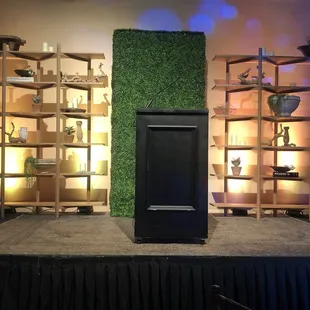 The stage and lectern provided