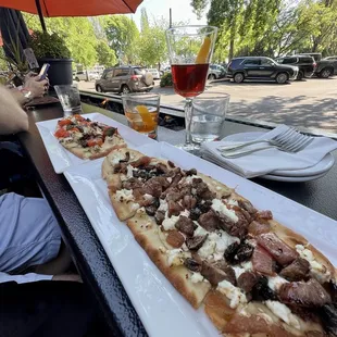 Chicken flatbread and my fave steak and fig flatbread