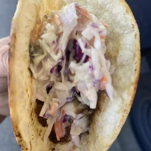 Sample of his taco. So sweet of him to let me try.