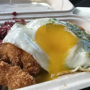 Schnitzel Hahnchen with some yolk action