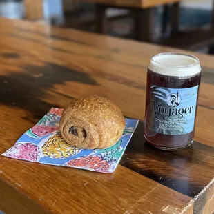 Chocolatine (Chocolate croissant) and Cold Brew