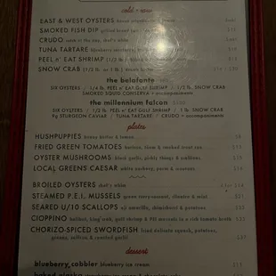 Menu October 2022