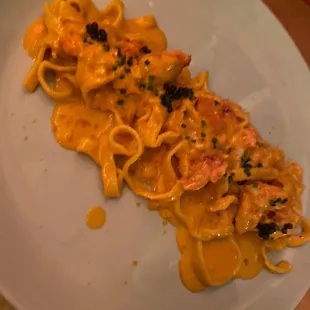 House Fettuccine with Maine lobster and bottarga + white sturgeon caviar
