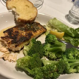 Pescatarian option: 8 oz. Blackened Atlantic Salmon entree- delish