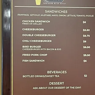 menu